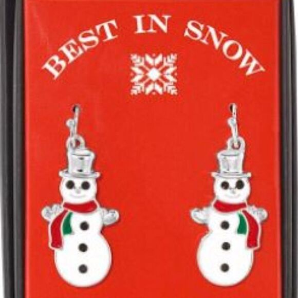 Snowman Drop Holiday Earrings - Picture 1 of 4